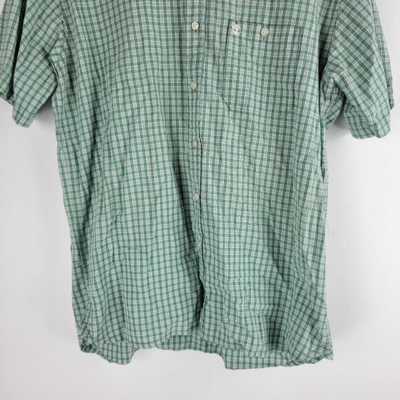 Timberland Short Sleeve Button Up Shirt Green Check Pattern Size L - Picture 3 of 7